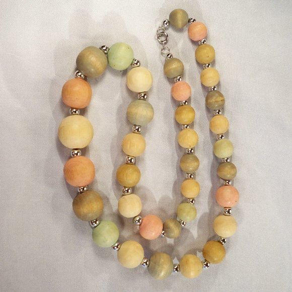 Jewelry - Washed Pastel Colored Wood Beads 24" Necklace